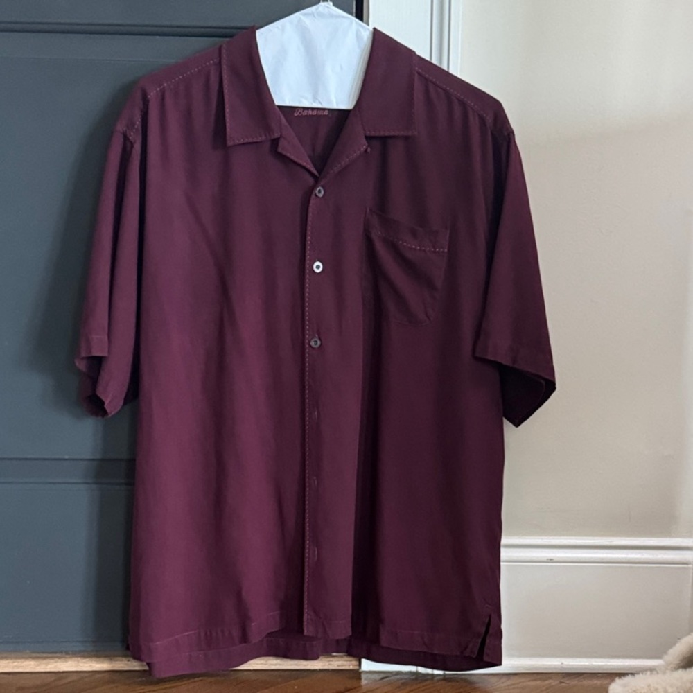 Tommy Bahama Burgundy/Wine/Maroon Camp Shirt XL - Picture 5 of 5